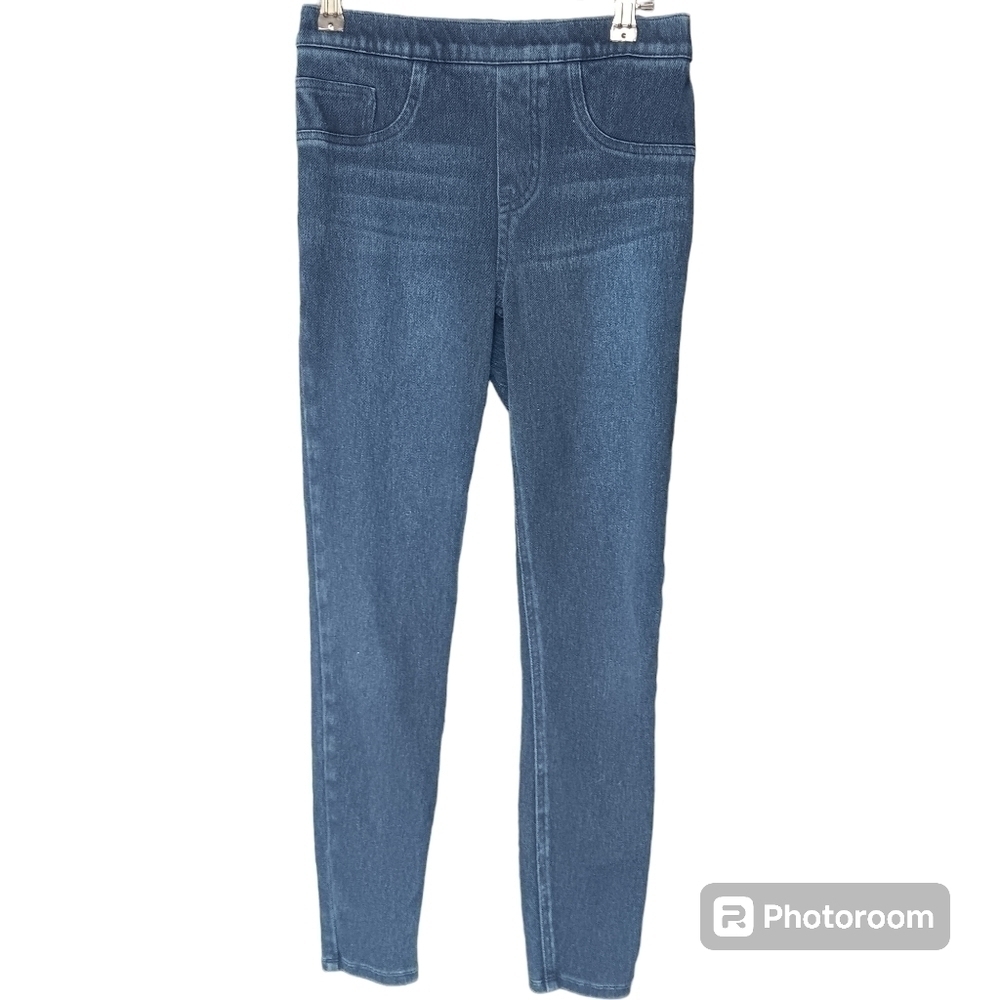 Spanx Womens Skinny Jeans Jeggings Blue Stretch Dark Wash Pull On Mid Rise S